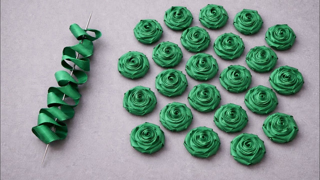 Trending Cute Mini Rose / Baby Ribbon Flowers craft / Ribbon Rose making with Needle