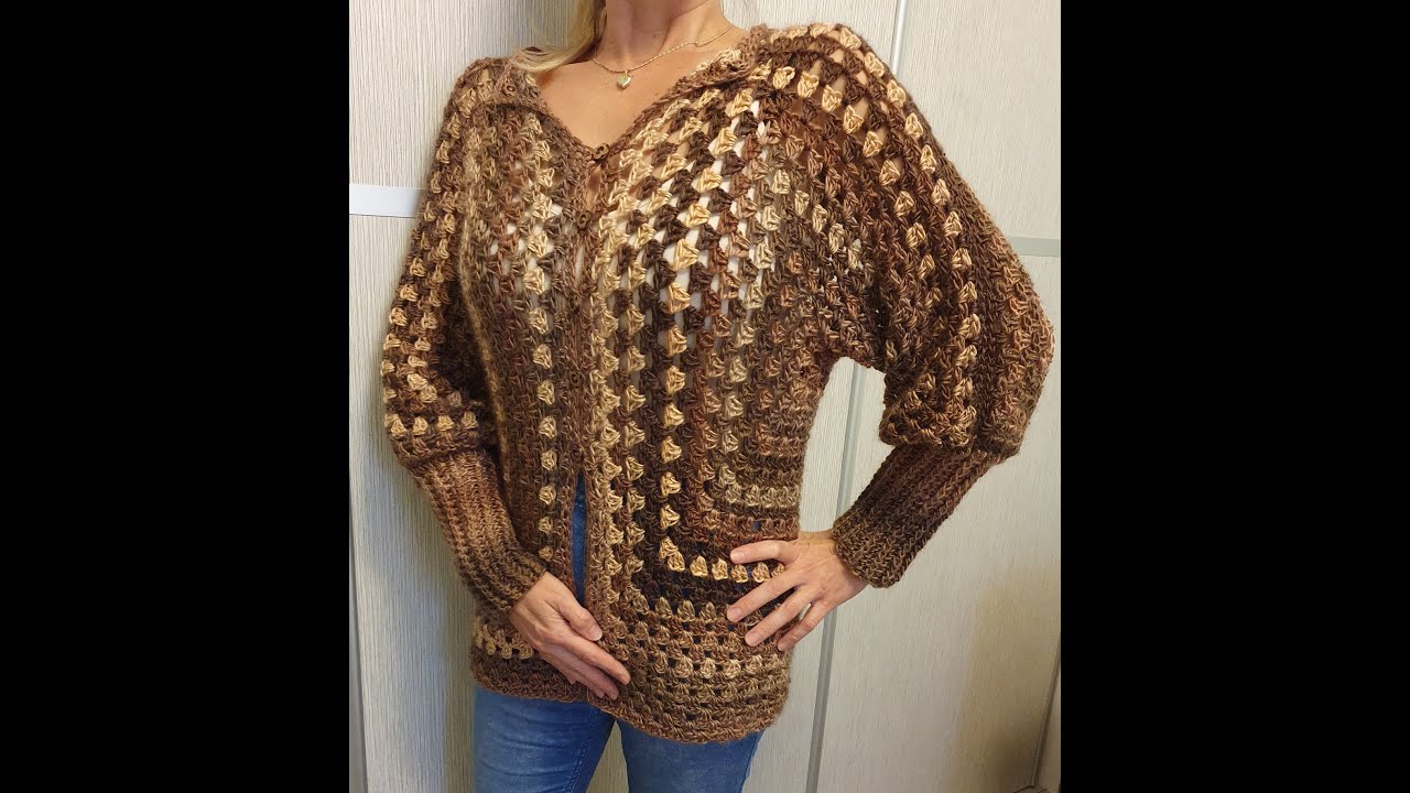 Háčkovaný dámsky sveter Hexagon, Woman sweater crochet