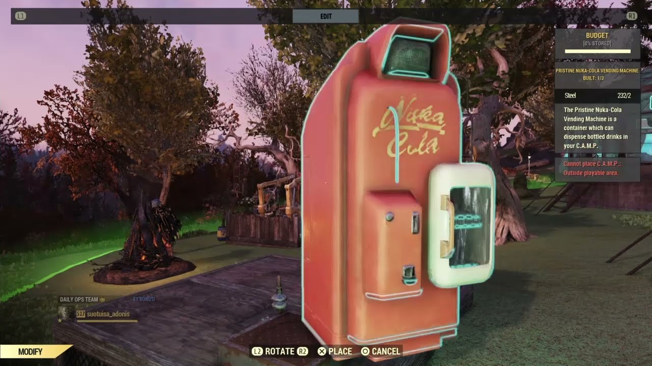 FALLOUT 76 How to fill up nuka cola machine tutorial