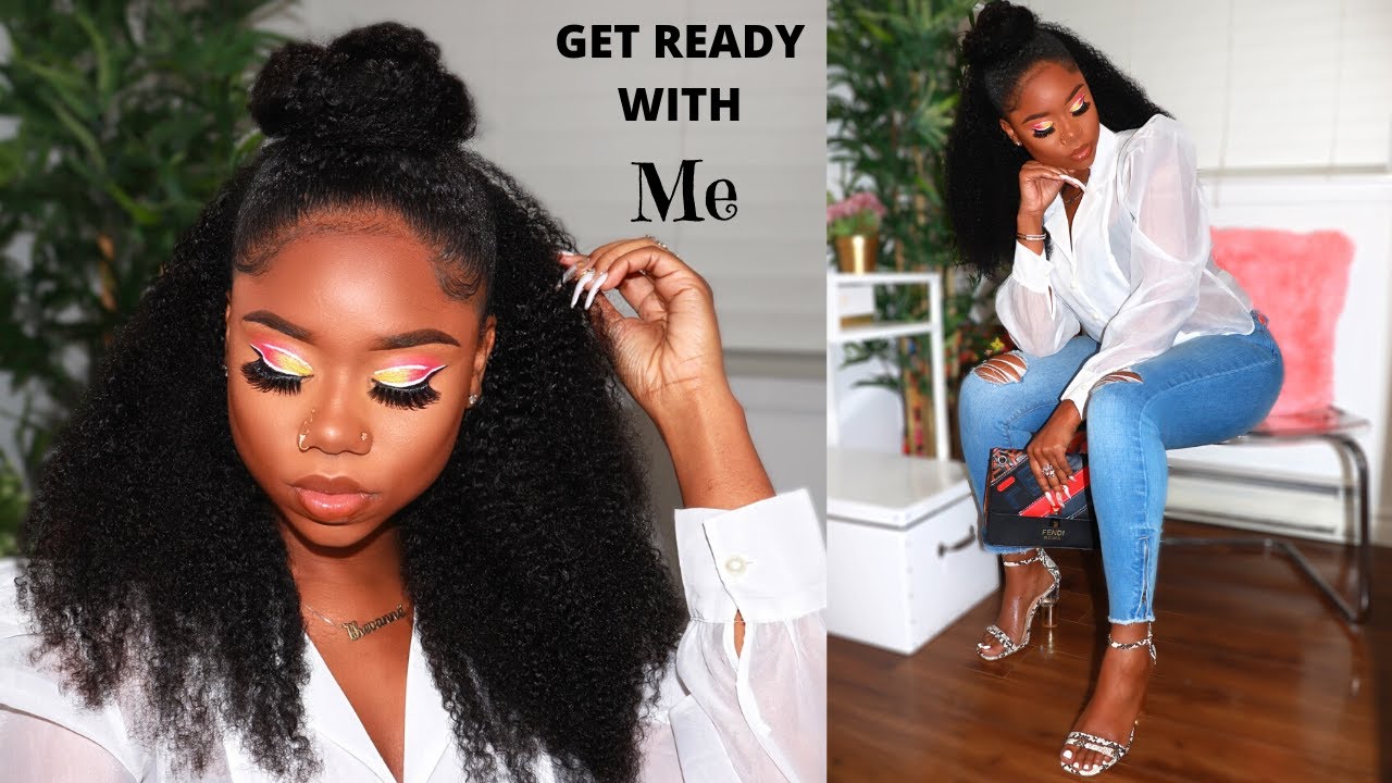 3-in-1 Quick PROTECTIVE Style For Natural Hair | Neon Makeup Tutorial | CLASSY Chic Outfit