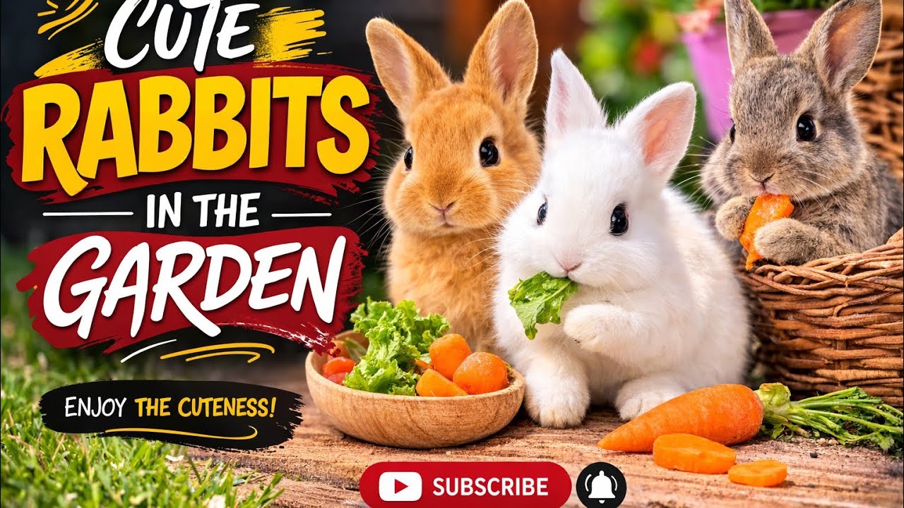 «Очаровательные кролики едят морковь в саду 🐇🌿»