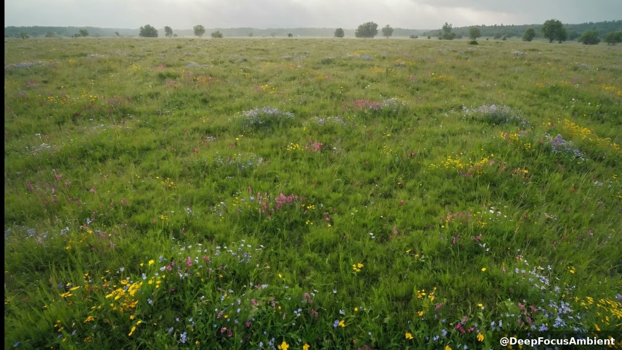 Rain-Kissed Wildflower Fields: Ambient Focus Awaits 🌼💧