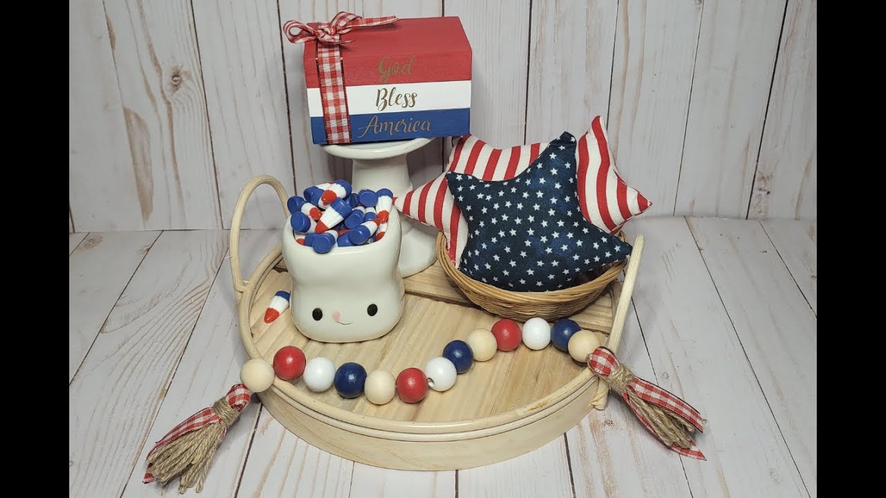 Patriotic Tiered Tray Decor Perfect for Summer Tiered Trays and July 4th Displays!