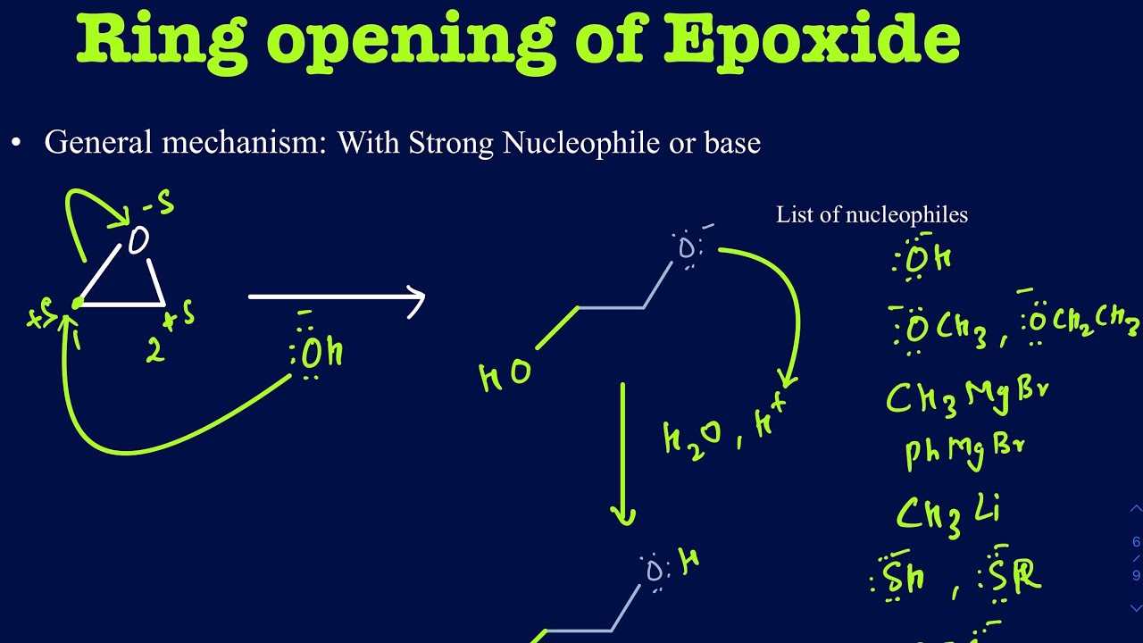 Ring opening reactions of epoxide with strong and weak nucleophile