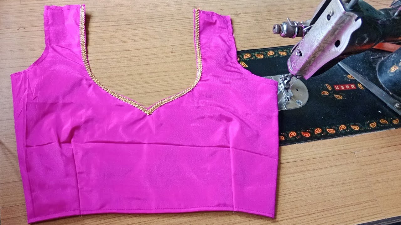 Blouse back neck #cutting and #stitching with lace work ||  #blouse #fashion @ChitraTailoring 