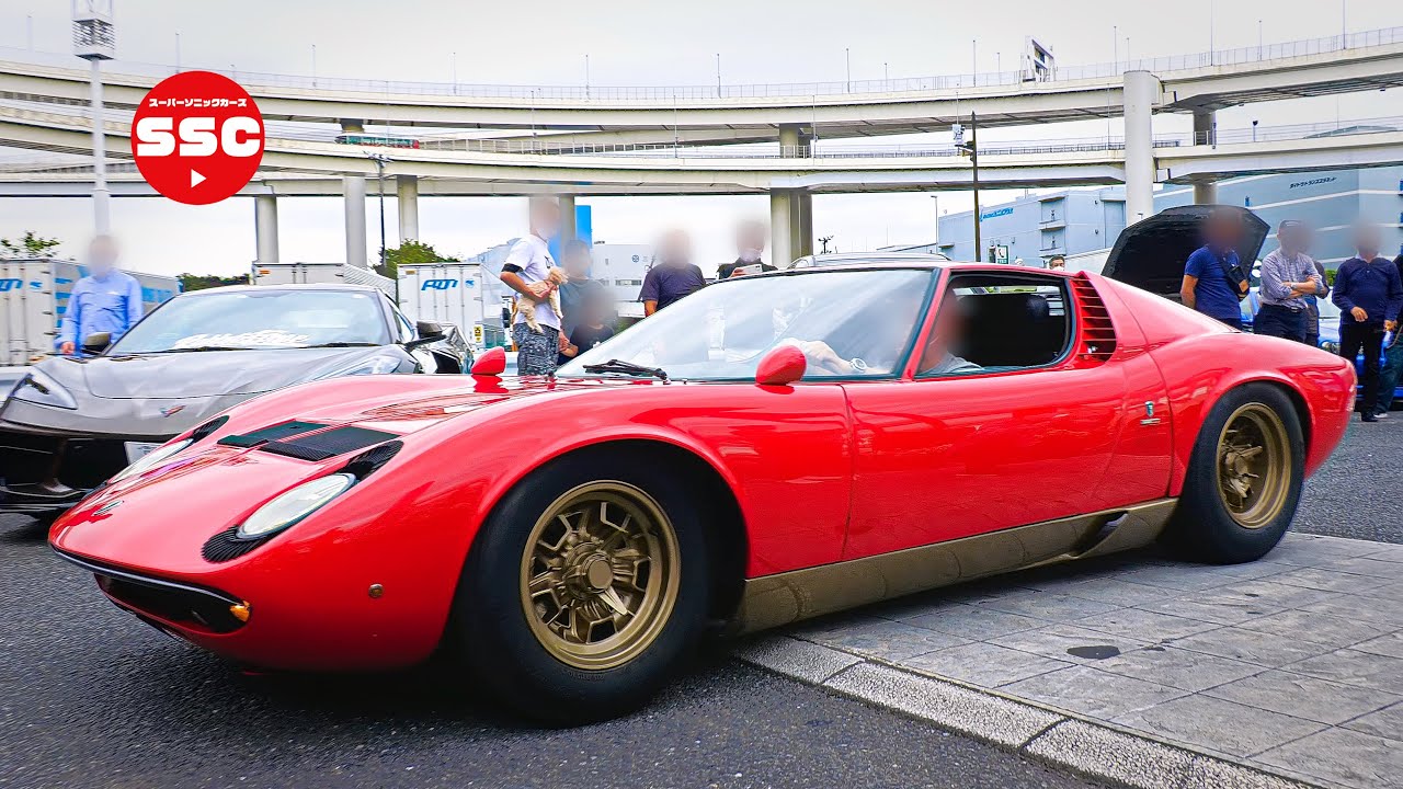 【世界の名車】今度は赤のミウラ⁉️ カウンタックやナイト2000など贅沢すぎます❗️【大黒PA】 輸入車 スーパーカー アメ車