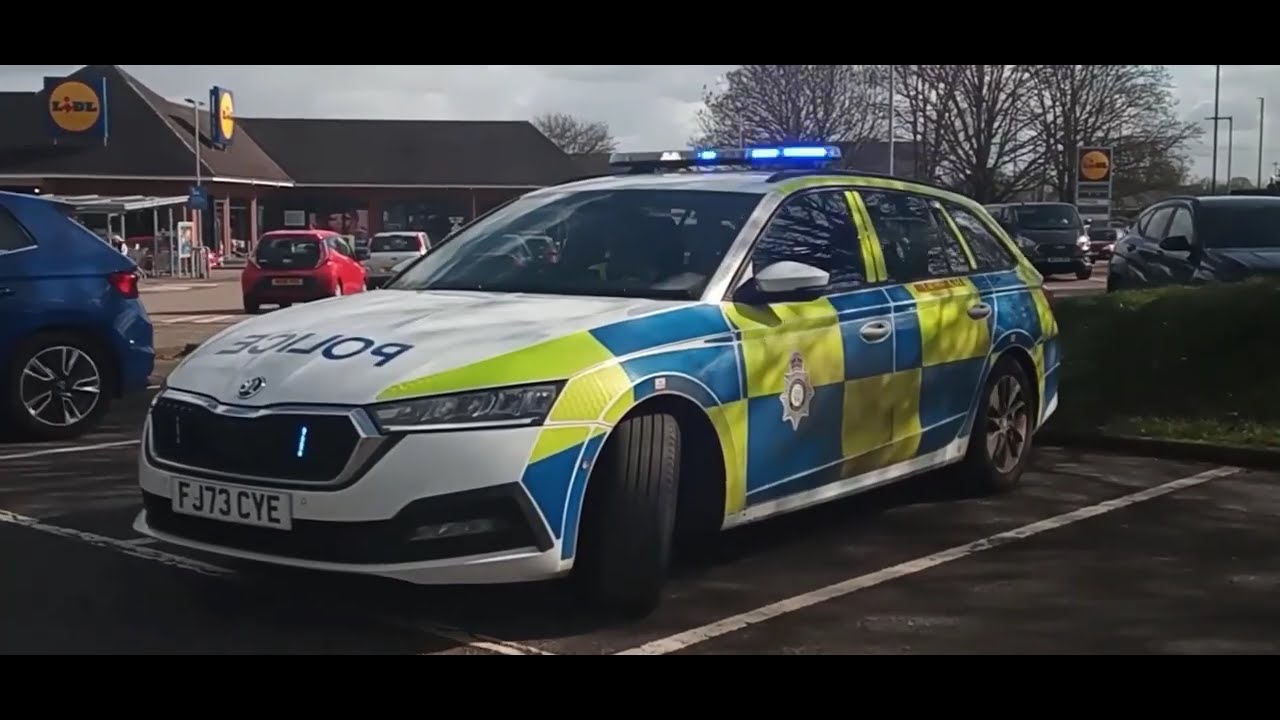 blue light demo on a Skoda