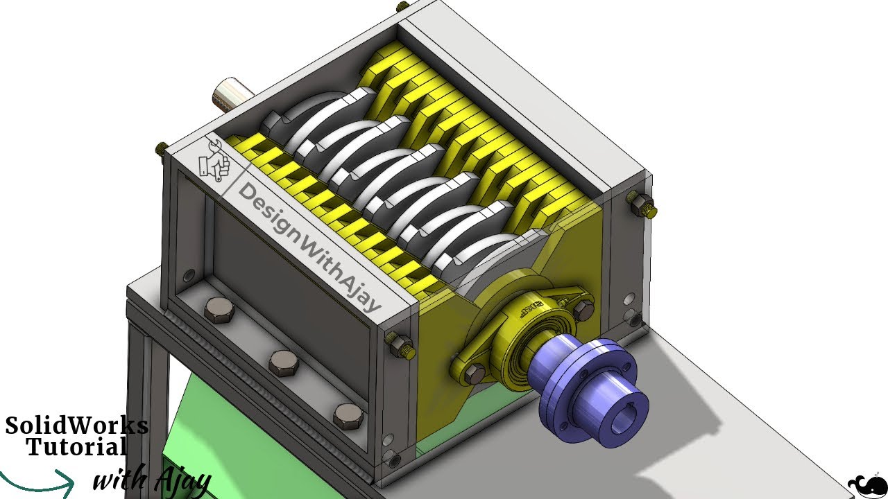 Animation of Single Shaft Shredder Machine full video link in description #designwithajay
