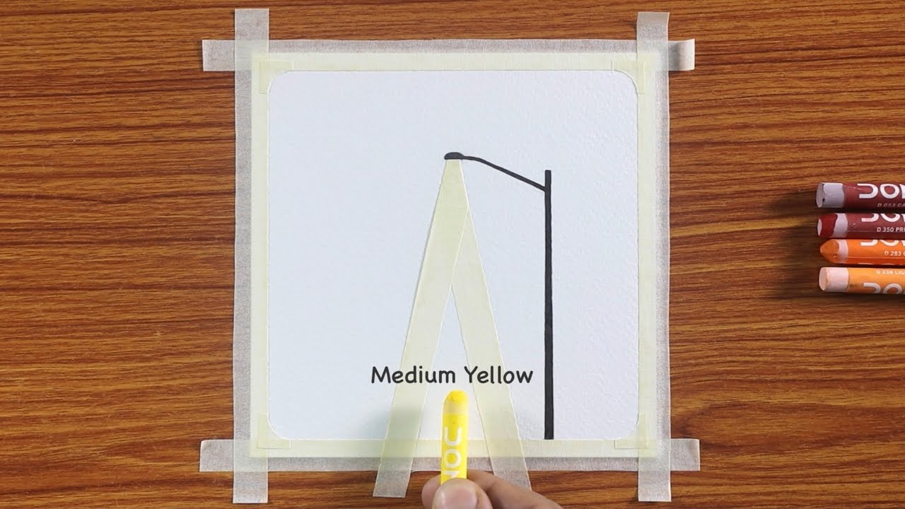 Easy Street Light Scenery Drawing / Drawing with Oil Pastels / Step by Step