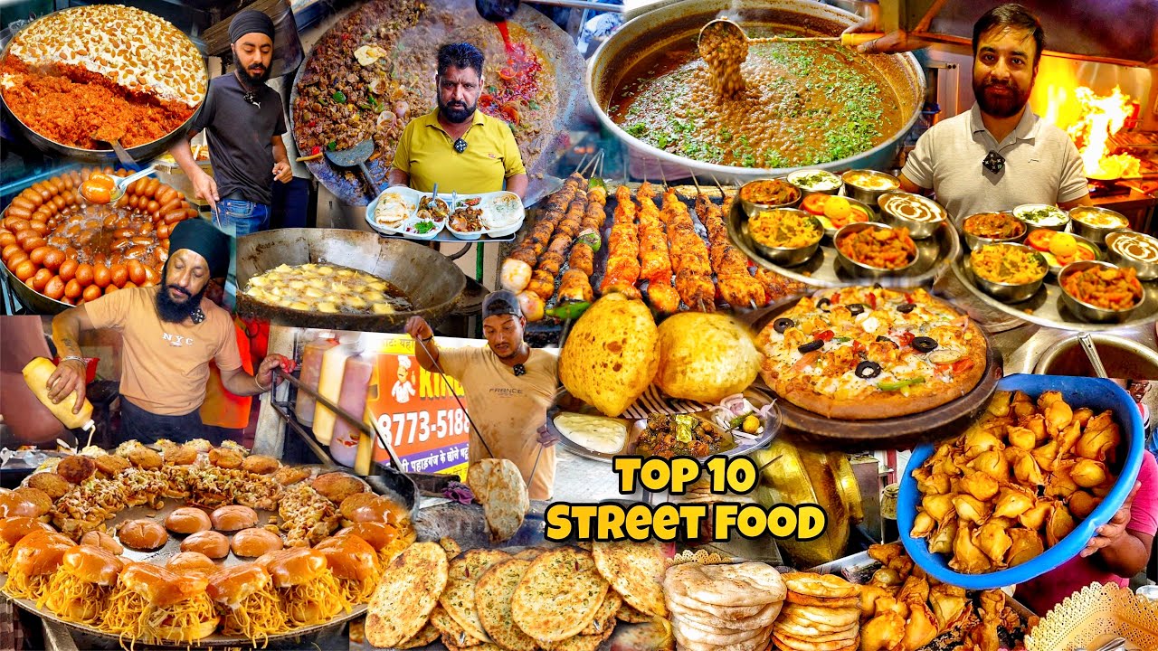 Punjab Top 10 Streets Food | Amritsari Kulcha Chole Bhature Burger Desi Dhaba Etc 