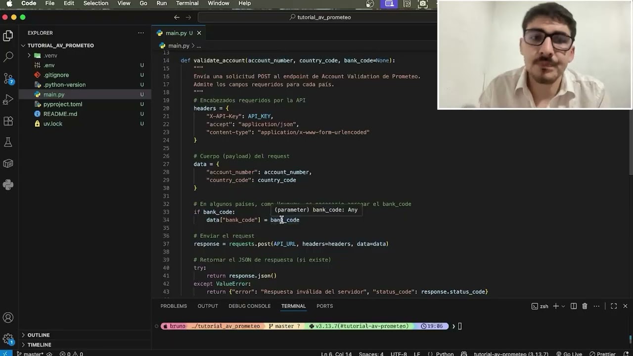 ¿Cómo validar cuentas con Prometeo? Parte 3: Validación simulando implementación con Python