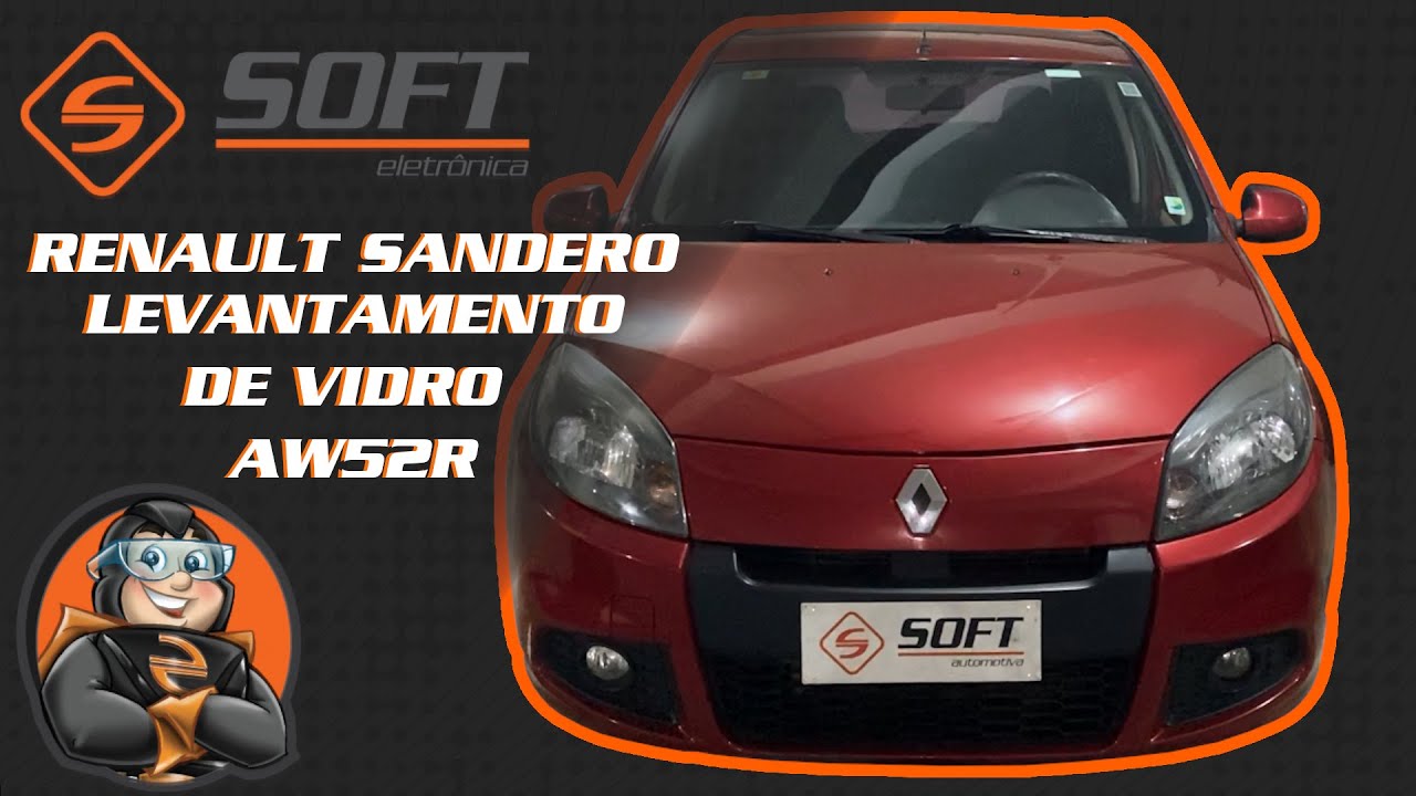 Renault Sandero - Levantamento de vidro com central Soft AW52R