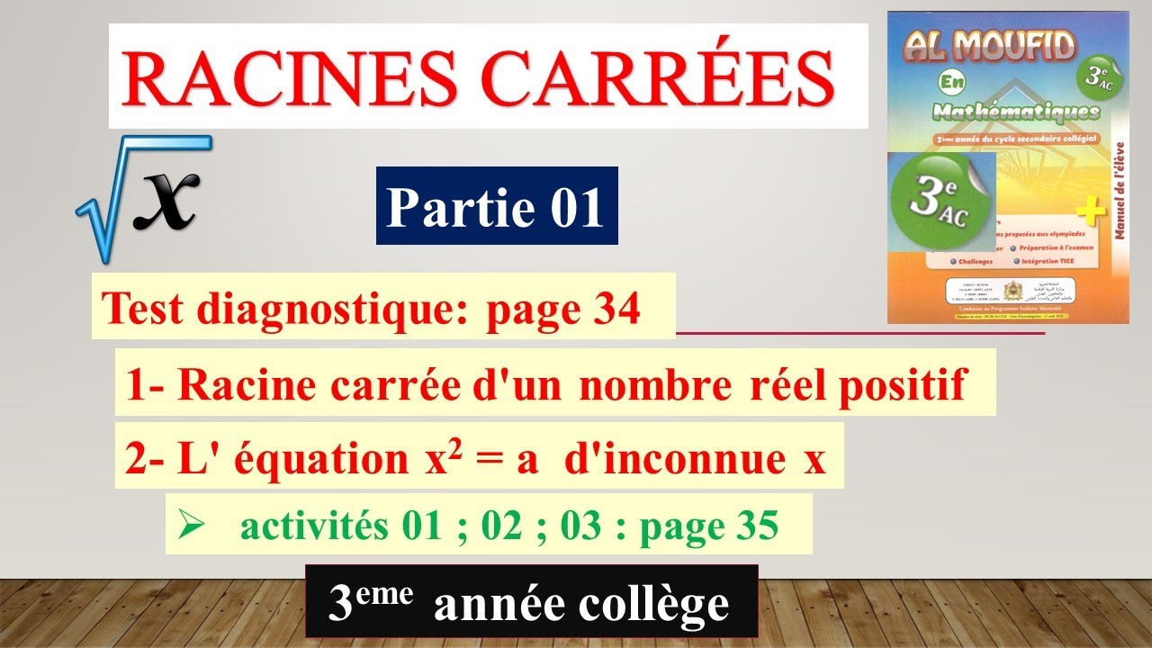 RACINES CARRÉES  (partie 01) 3ème année collège