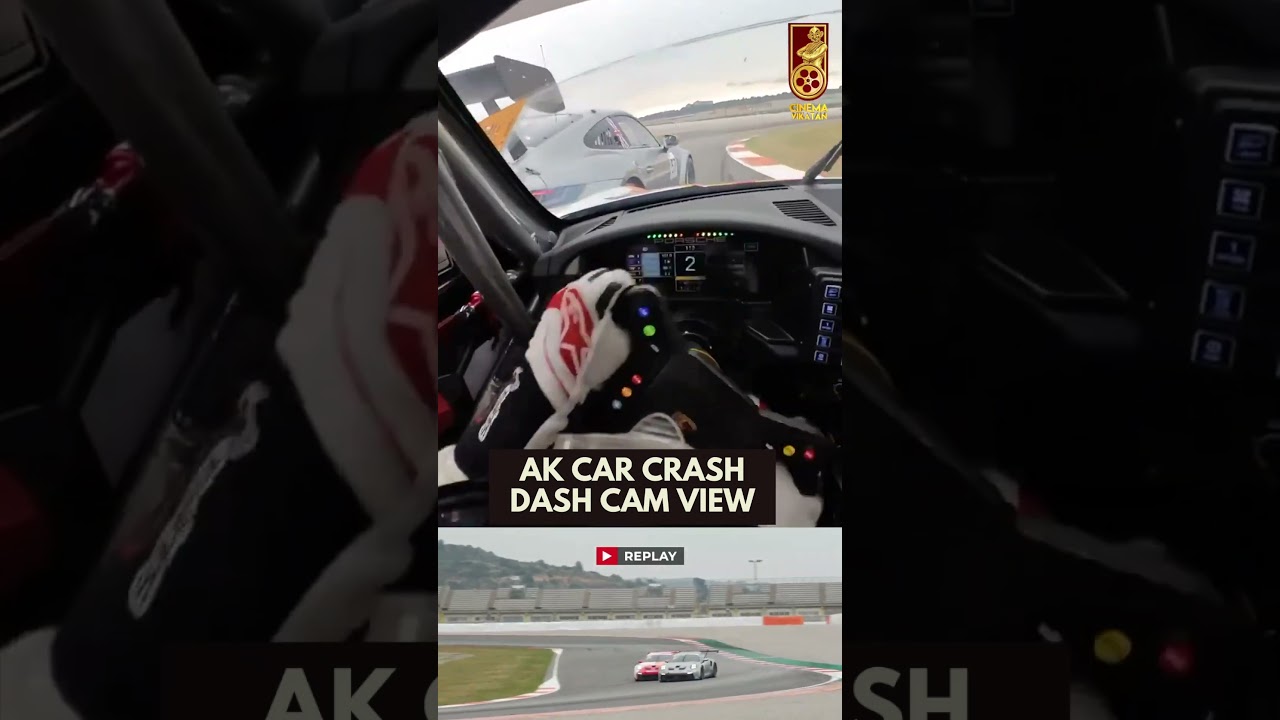 Actor Ajith Kumar's Car Crash - Dash Cam View | Valencia, Spain | Porsche Sprint Challenge