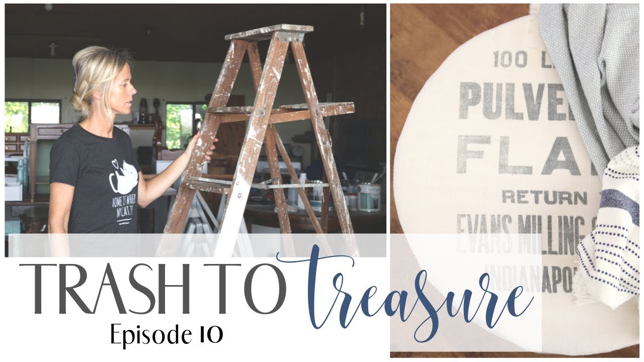 Trash to treasure Video 10 ~ Wooden Ladder Idea ~ Wire Spool Project ~ DIY Ottoman