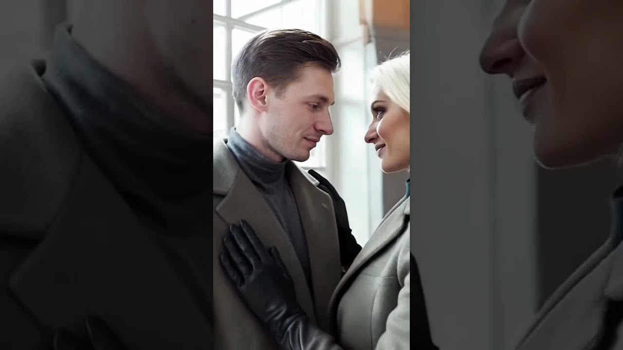 gloved beauty kissing her boyfriend