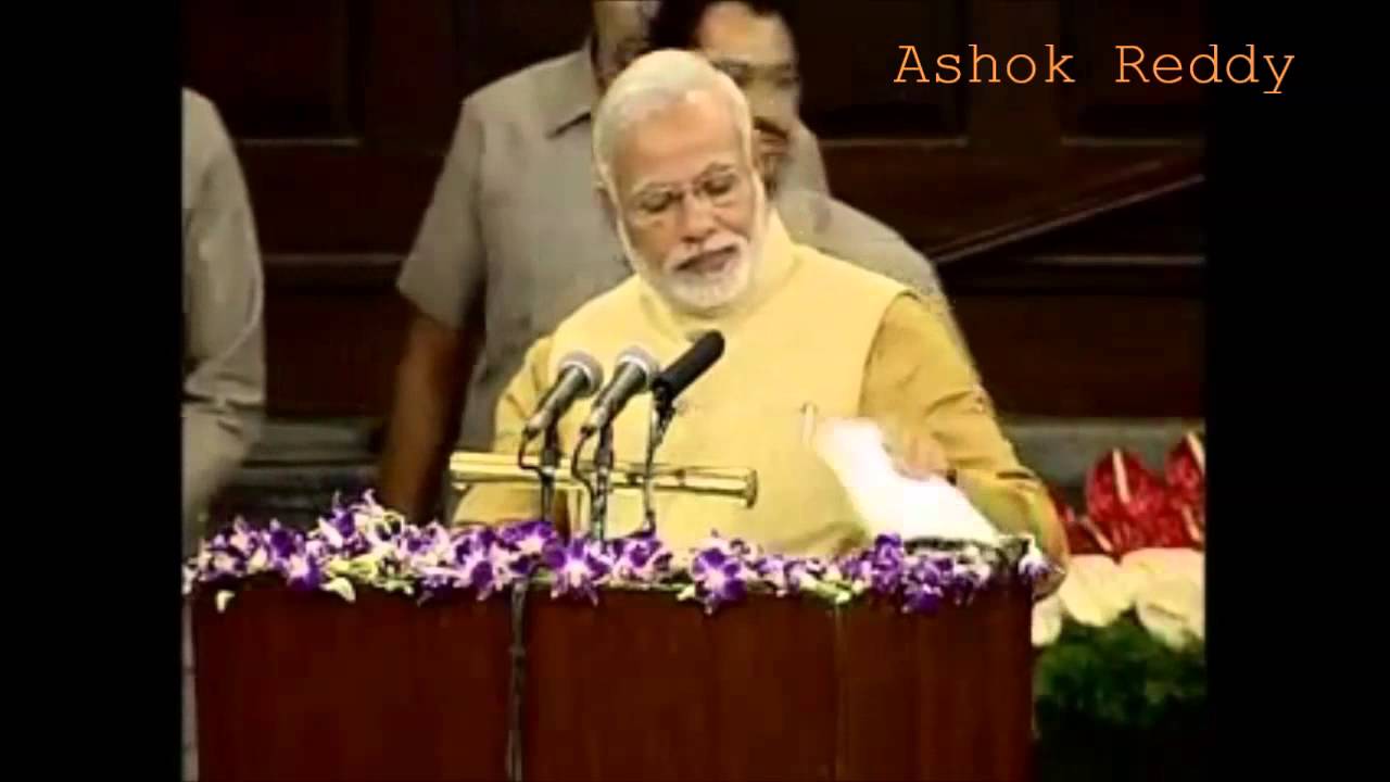 Narendra Modi Emotional Break Down into Tears in 1st Parliament Speech 2014