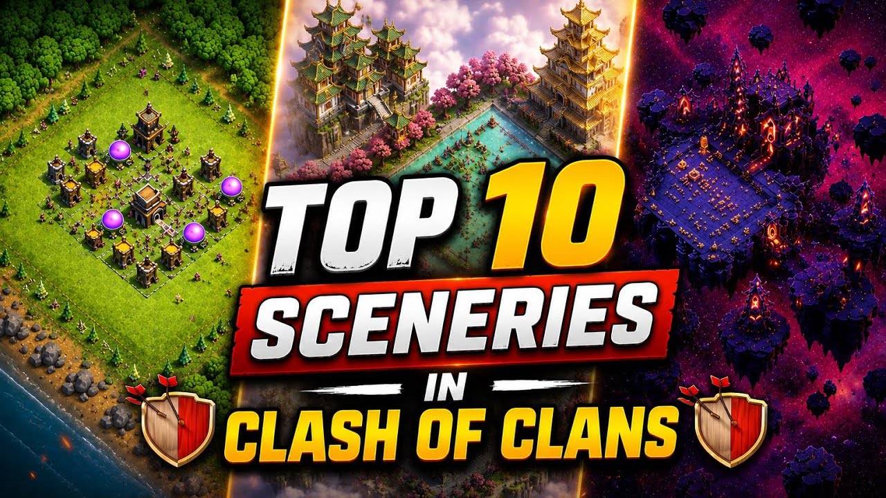 Top 10 Best Clash of Clans Sceneries Ever Released 🤯 | Legendary Scenery Ranking!#clashofclan#coc 