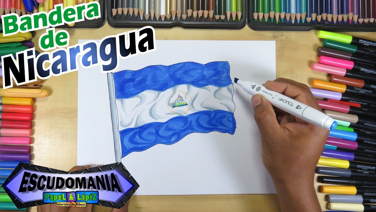 Cómo dibujar y pintar la bandera Nacional de Nicaragua