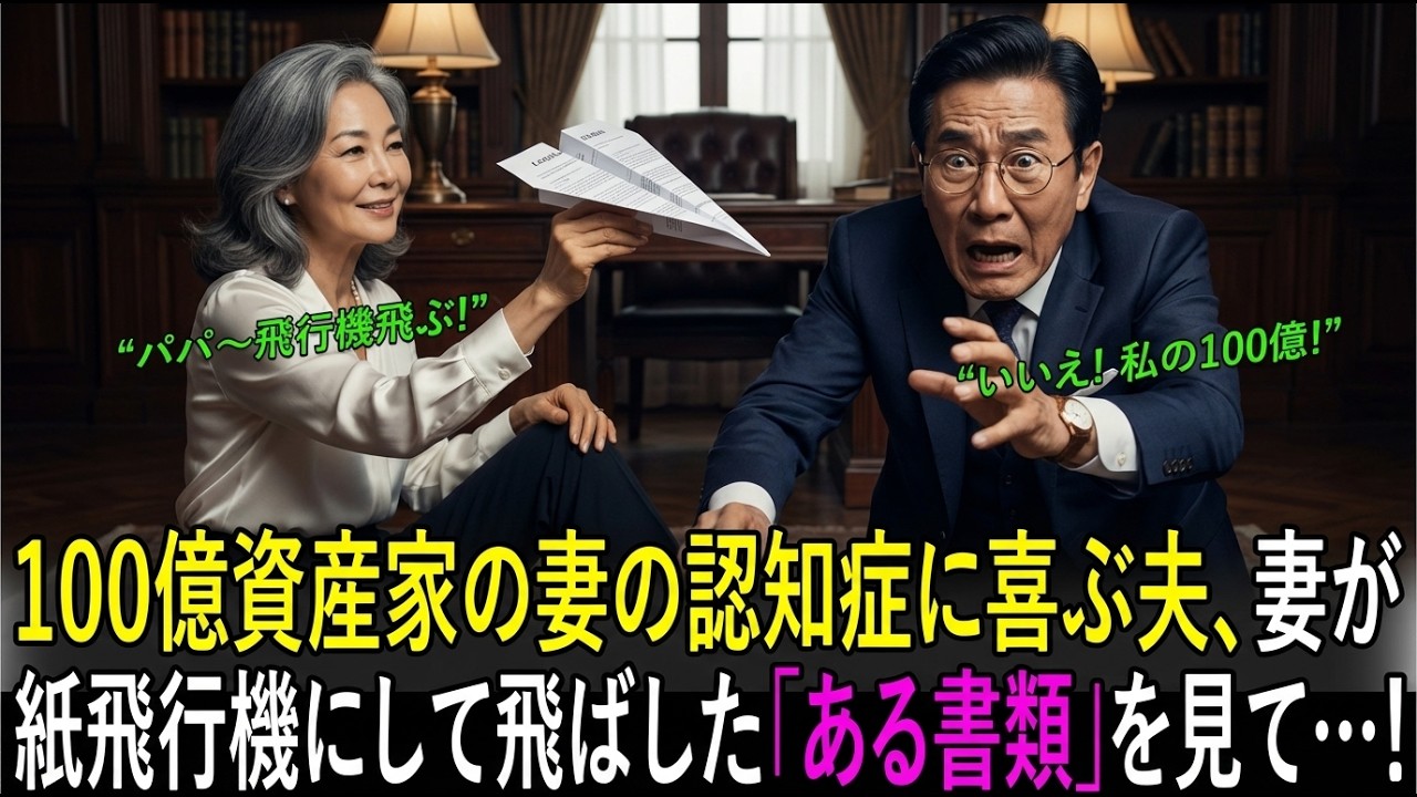 【スカッと】 100億資産家の妻の認知症に喜ぶ夫、妻が紙飛行機にして飛ばした「ある書類」を見て…！【因果応報】