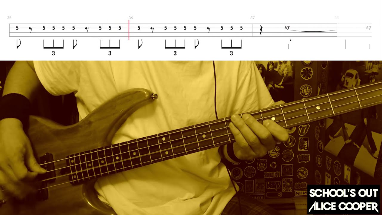 School's Out by Alice Cooper - Bass Cover with Tabs Play-Along