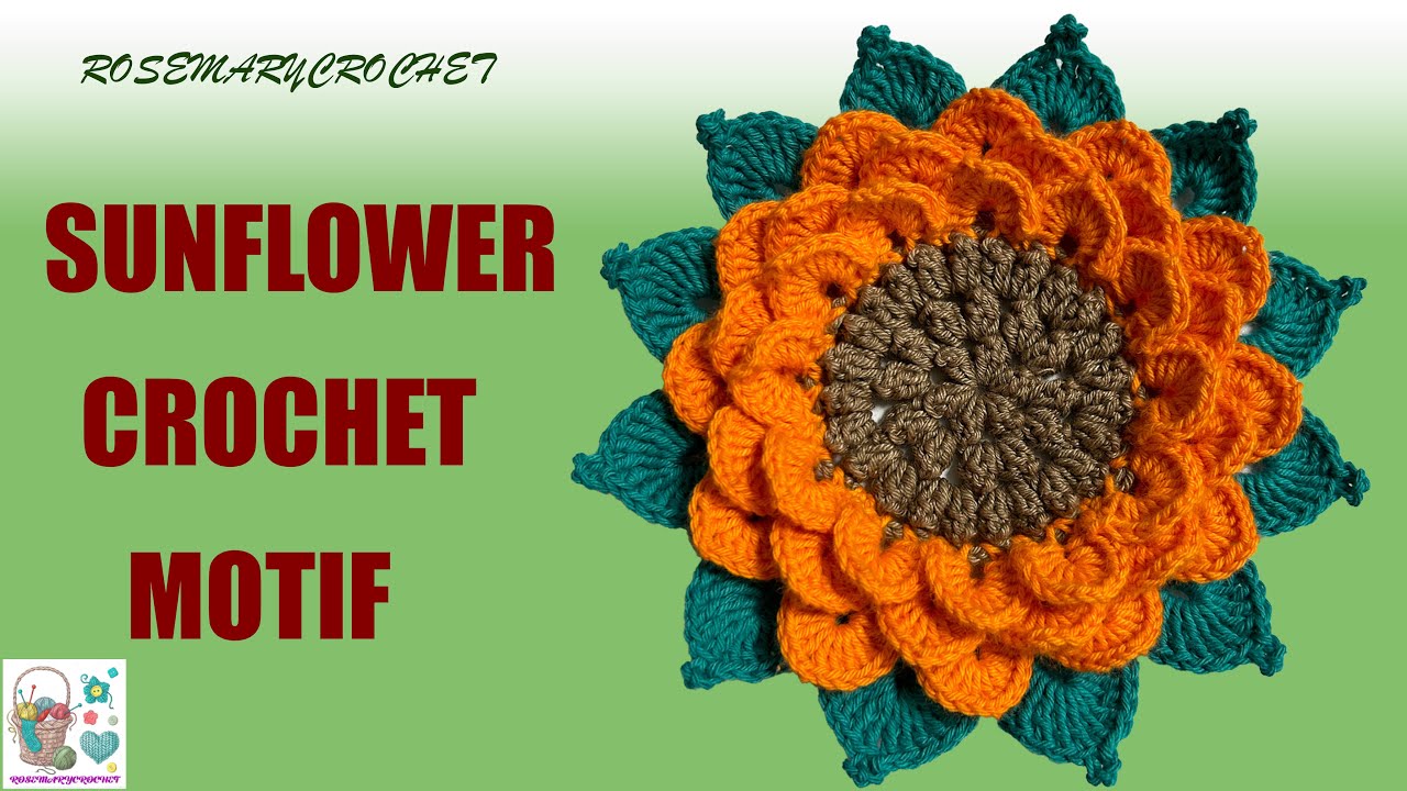 CRICHET MOTIF SUNFLOWER TUTORIAL  آموزش موتیف گل آفتابگردان