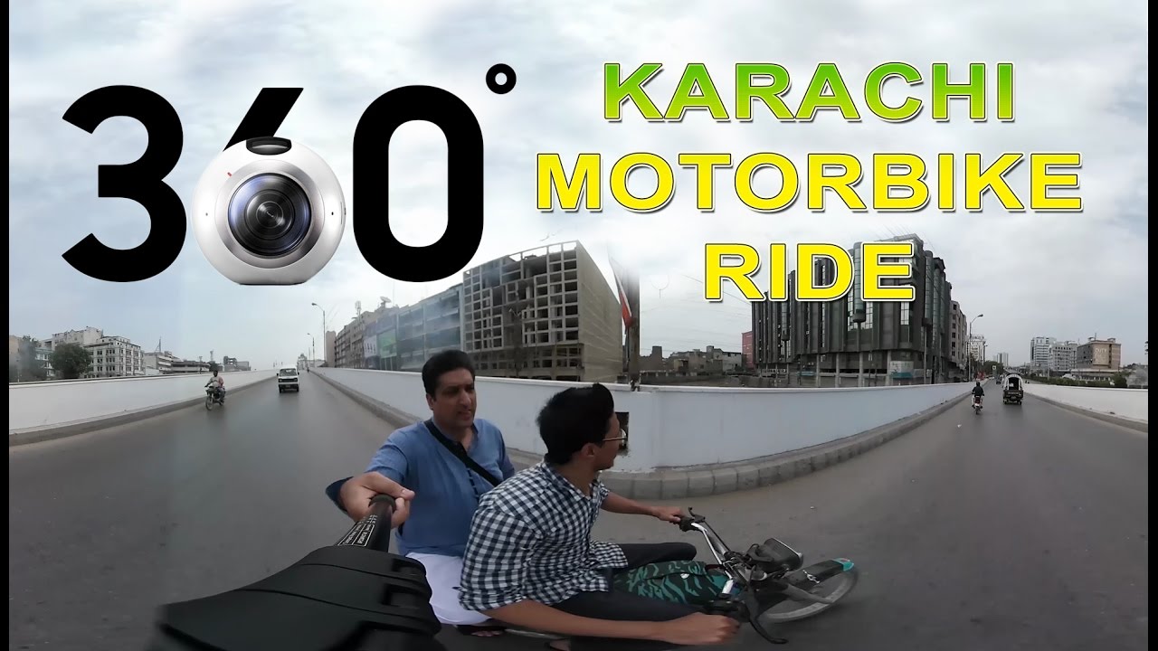 Motorcycle Ride Sharah-e-Faisal, Karachi - Pakistan - 360 degree video