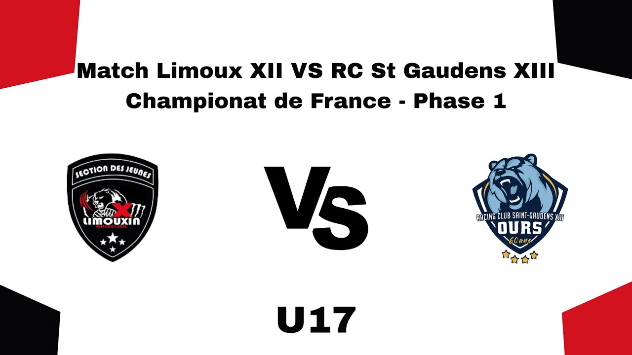 U17 - Limoux XIII VS RC St Gaudens XIII - Phase 1 de Championnat de France - 07/03/2026