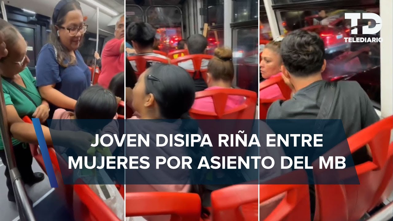 ¡Por un asiento! Joven EVITA una pelea entre mujeres en el Metrobús de la CdMx