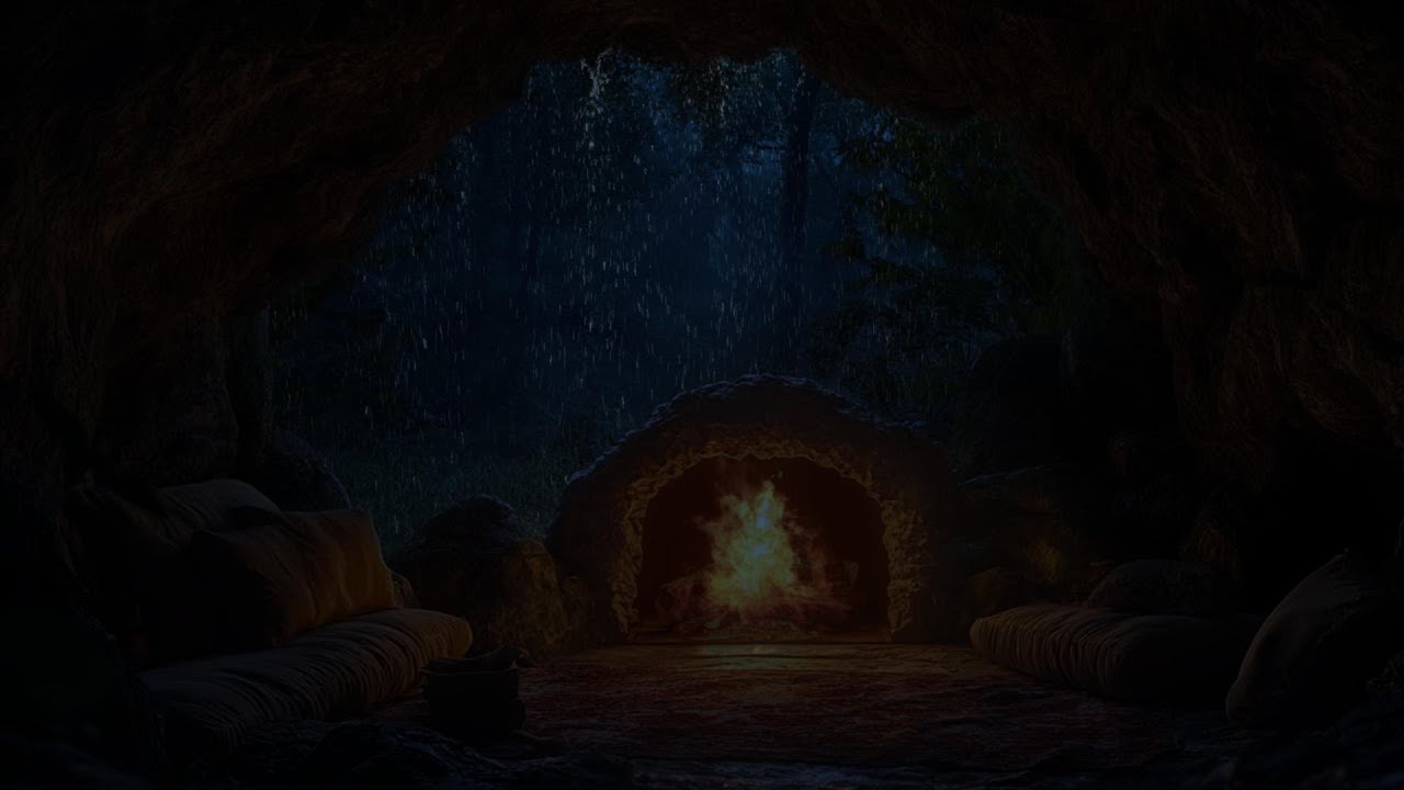 Heavy Rainfall and Thunder: Quiet Cave Ambience to Sleep Fast