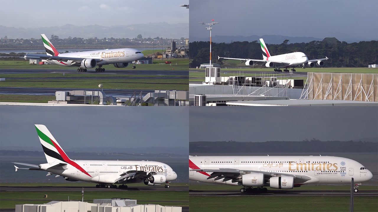 4x Daily Emirates Aircraft (A380, 777) ✈ Landing at Auckland Airport