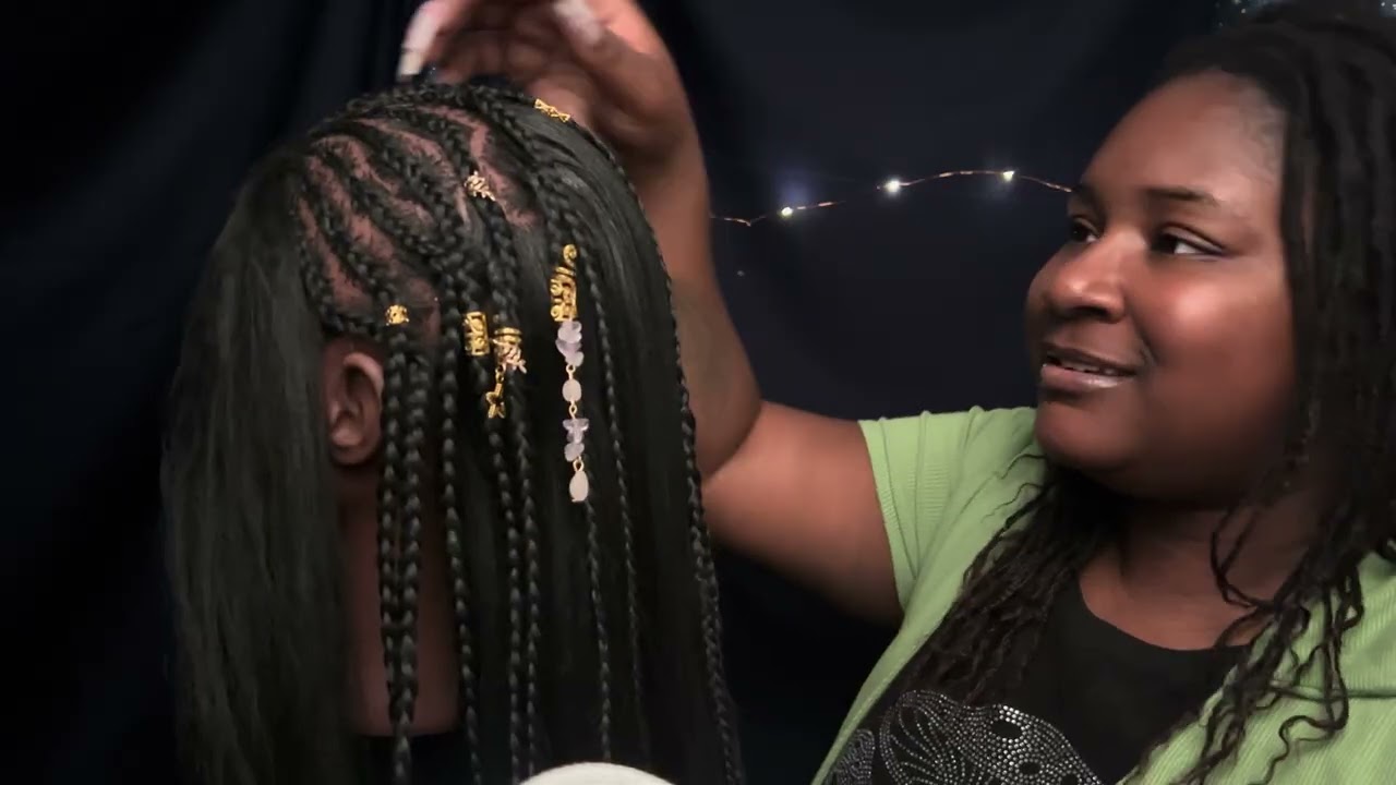 ASMR girl in class brush, comb your hair with braids (hairplay) 