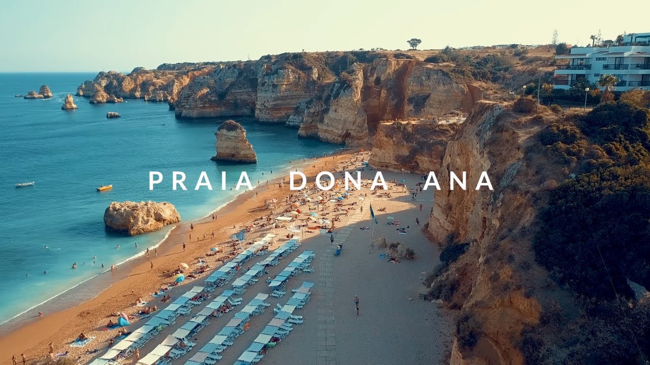 Praia Dona Ana and Praia Do Camilo beaches, Lagos, Algarve - Portugal, DJI Mavic 4k Drone video