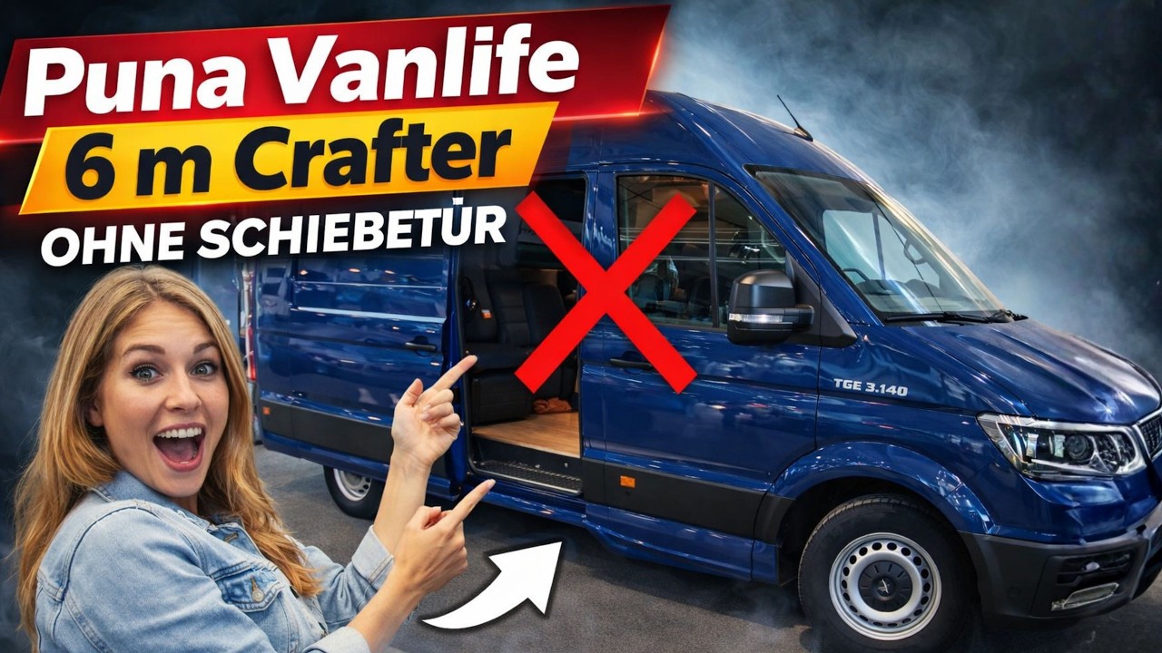 Mehr Raum durch Verzicht – Puna Vanlife 6 m Crafter ohne Schiebetür mit XL Wohnraum unter 60.000 €