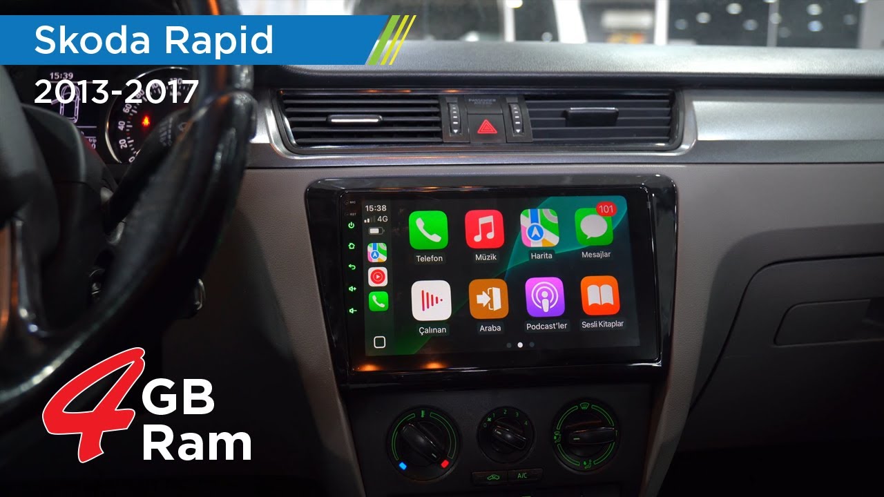 Skoda Rapid 2013-2017 4 GB RAM Kablosuz Carplay Android Multimedya Navigasyon COMWEGEN