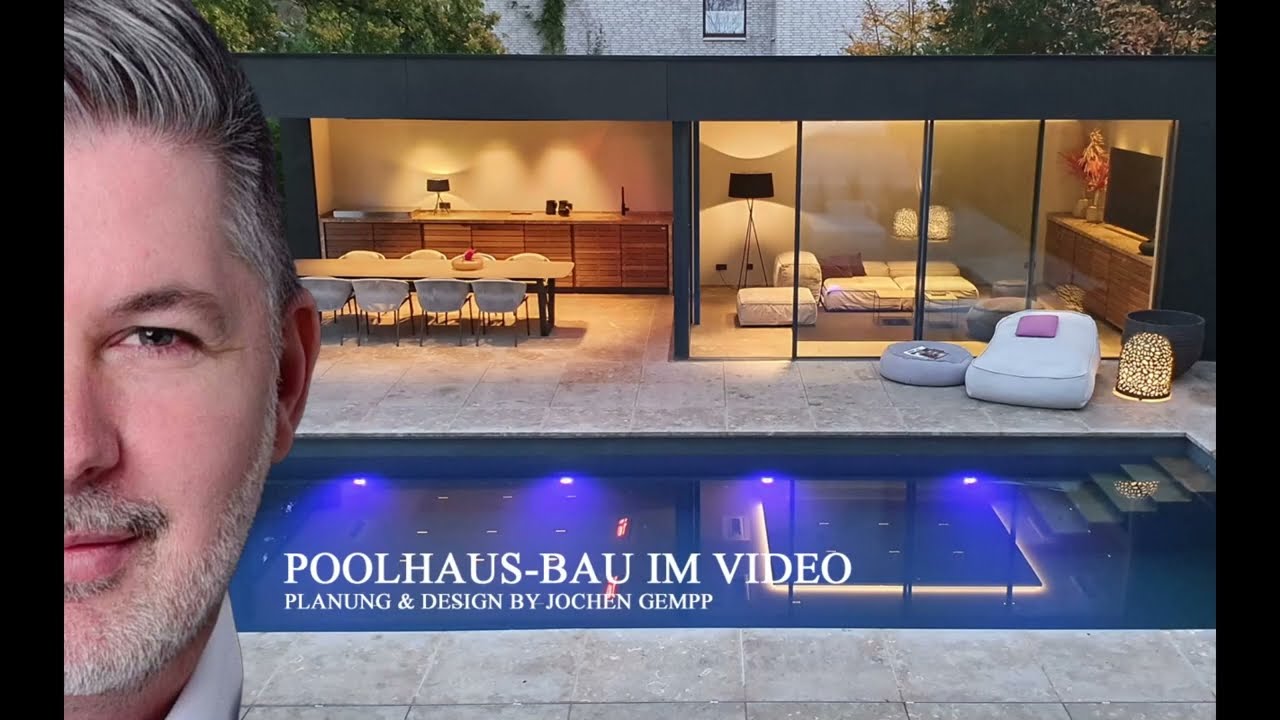 MODERNES POOLHAUS mit Pool im Garten / Poolhaus-Bau im spannenden Video