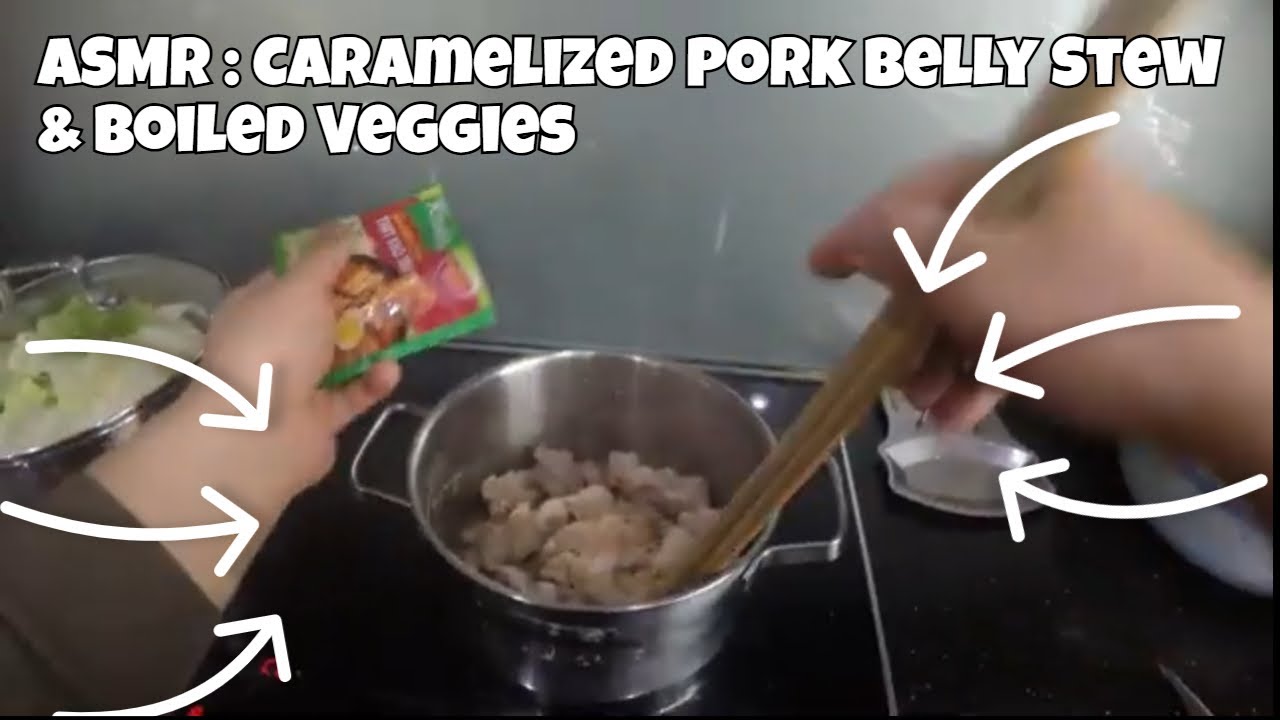 ASMR No Talking POV  Family Lunch – Caramelized Pork Belly Stew & Boiled Veggies Chest Cam Real Guy