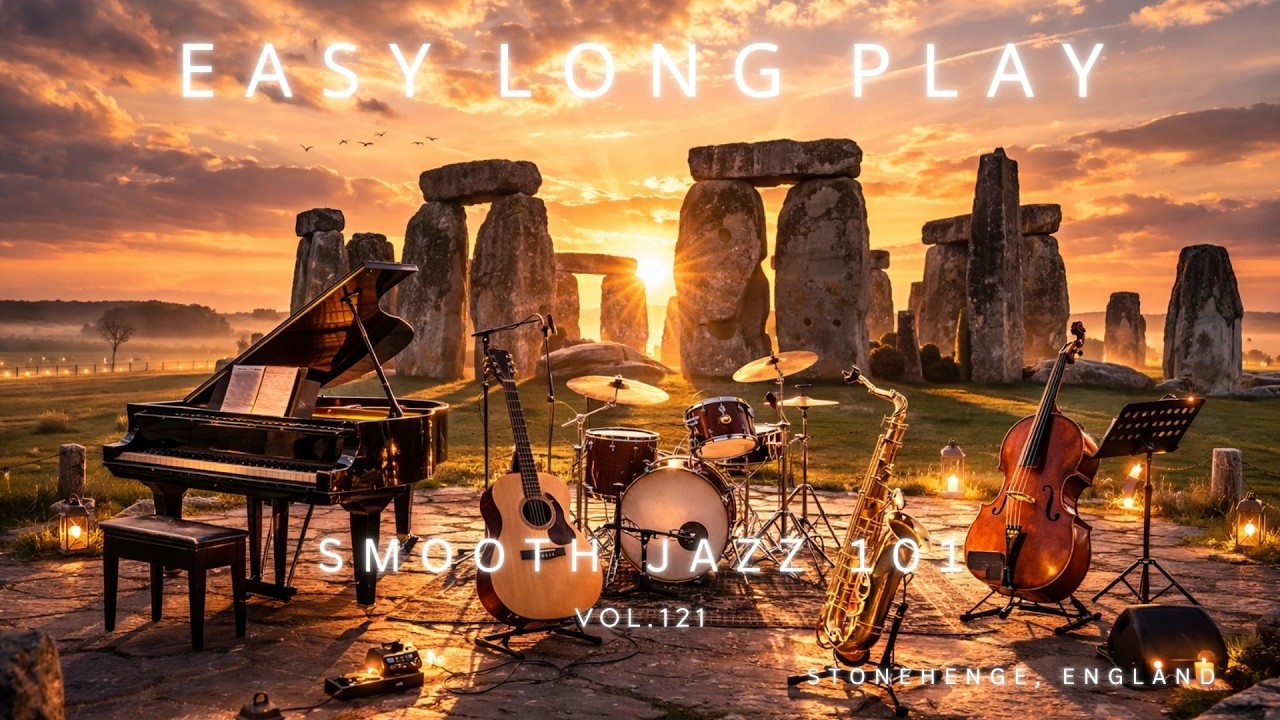 easy long play vol.121 #smooth jazz : Golden Sunset at Stonehenge, England.
