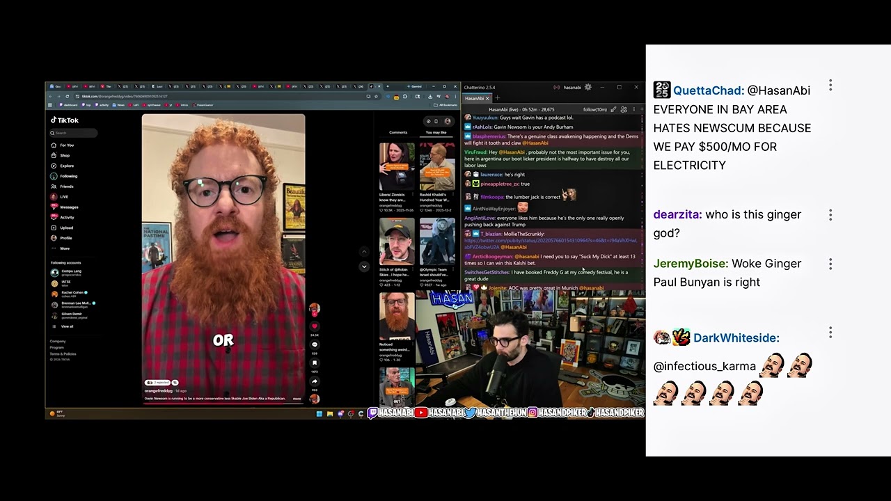 @HasanAbi on the Gavin Newsom situation featuring my TikTok.