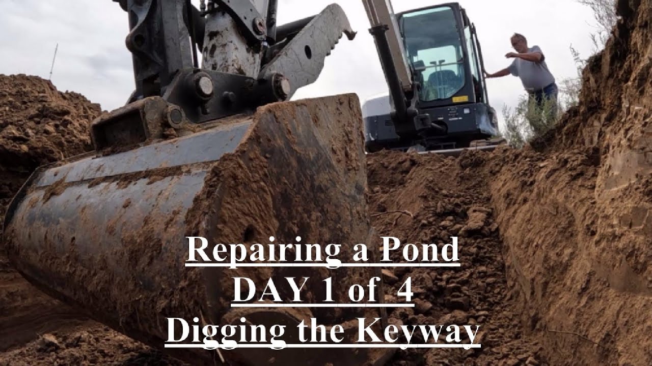 Day 1:Repairing a Pond - Digging a Keyway  /Core Trench - DAY 1 of 4 -  Bobcat e42 Mini Excavator