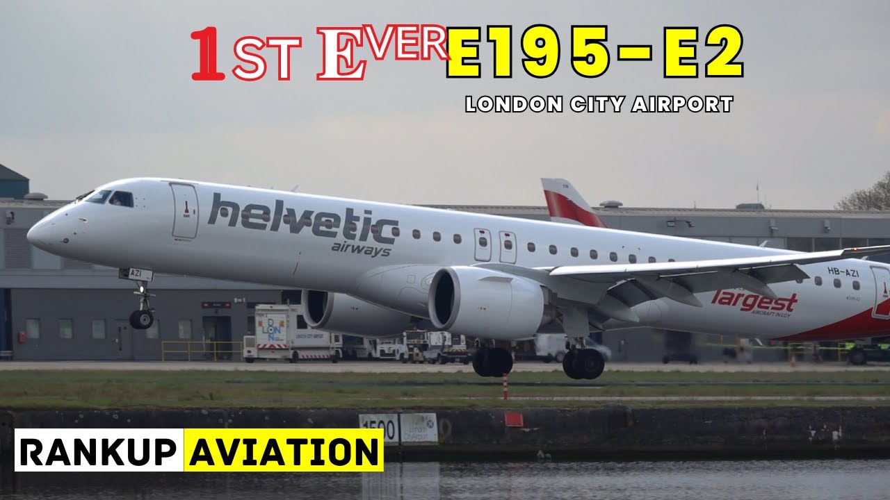 LARGEST Plane Lands at LCY 🎥| E195-E2 Helvetic at London City Airport! | Plane Spotting