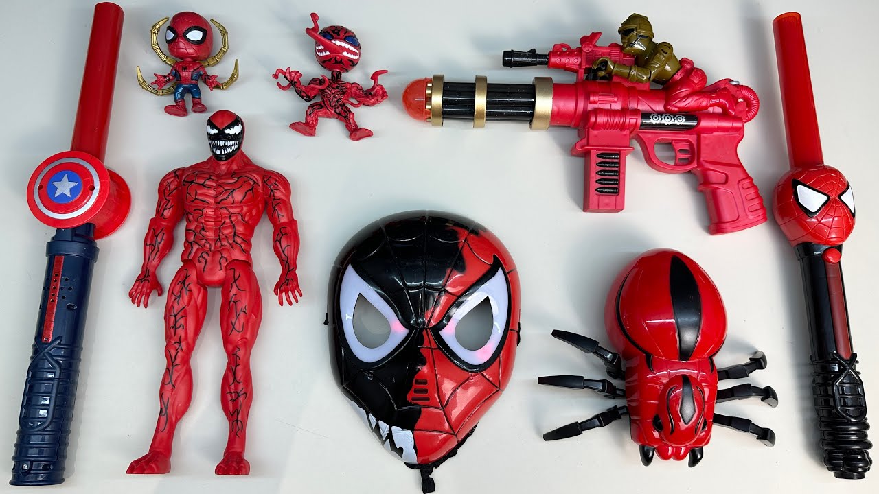 23 minutes of satisfied Marvel toy set unboxing,Spider Man toy gun,glowing mask,action doll reviews.