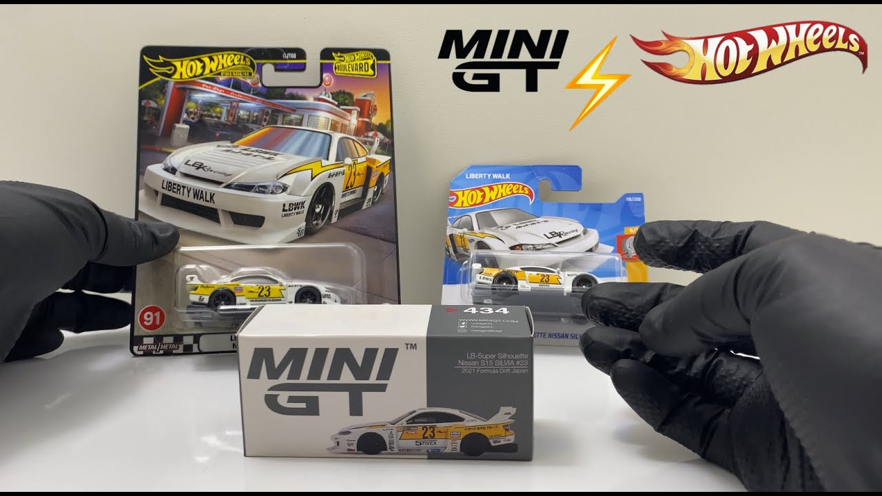 HOT WHEELS PREMIUM, REGULAR AND MINI GT LBWK NISSAN SILVIA S15 COMPARISON🔥 #hotwheels #minigt 