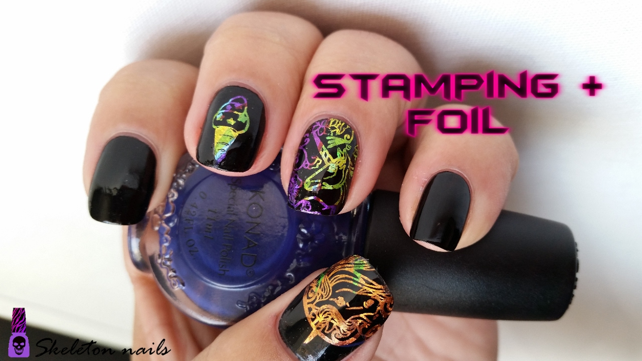 Manicura Unicornios. Stamping +foil