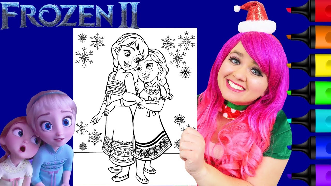 Coloring Frozen 2 Elsa & Anna Young Kids Disney Coloring Page Prismacolor Markers | KiMMi THE CLOWN