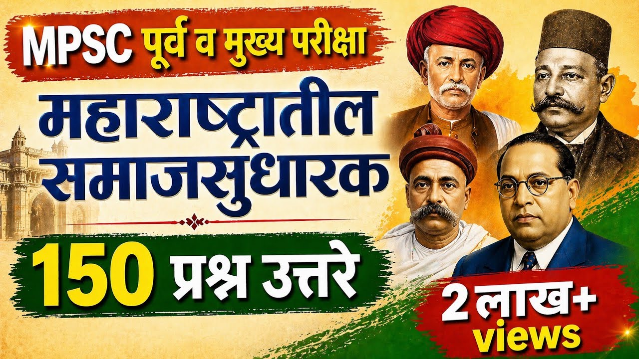महाराष्ट्रातील समाजसुधारक | Social Reformers of Maharashtra  | MPSC Samaj Sudharak | MCQs