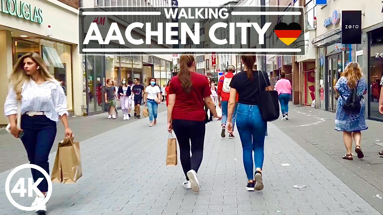 [4K] Walk in Aachen City Germany - Video Tour of Spa and Border City in 4K