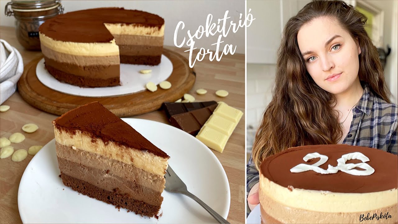 CSOKITRIÓ 🍫🤍🤎 - Triplacsokis Mousse torta - BebePiskóta