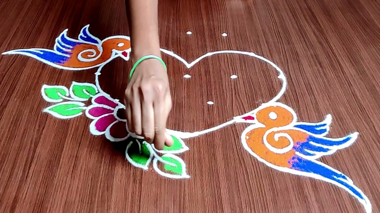 New Year Special Rangoli 2022 | 5x3 Dots Small New Year Kolam Designs | New Year Birds Rangoli