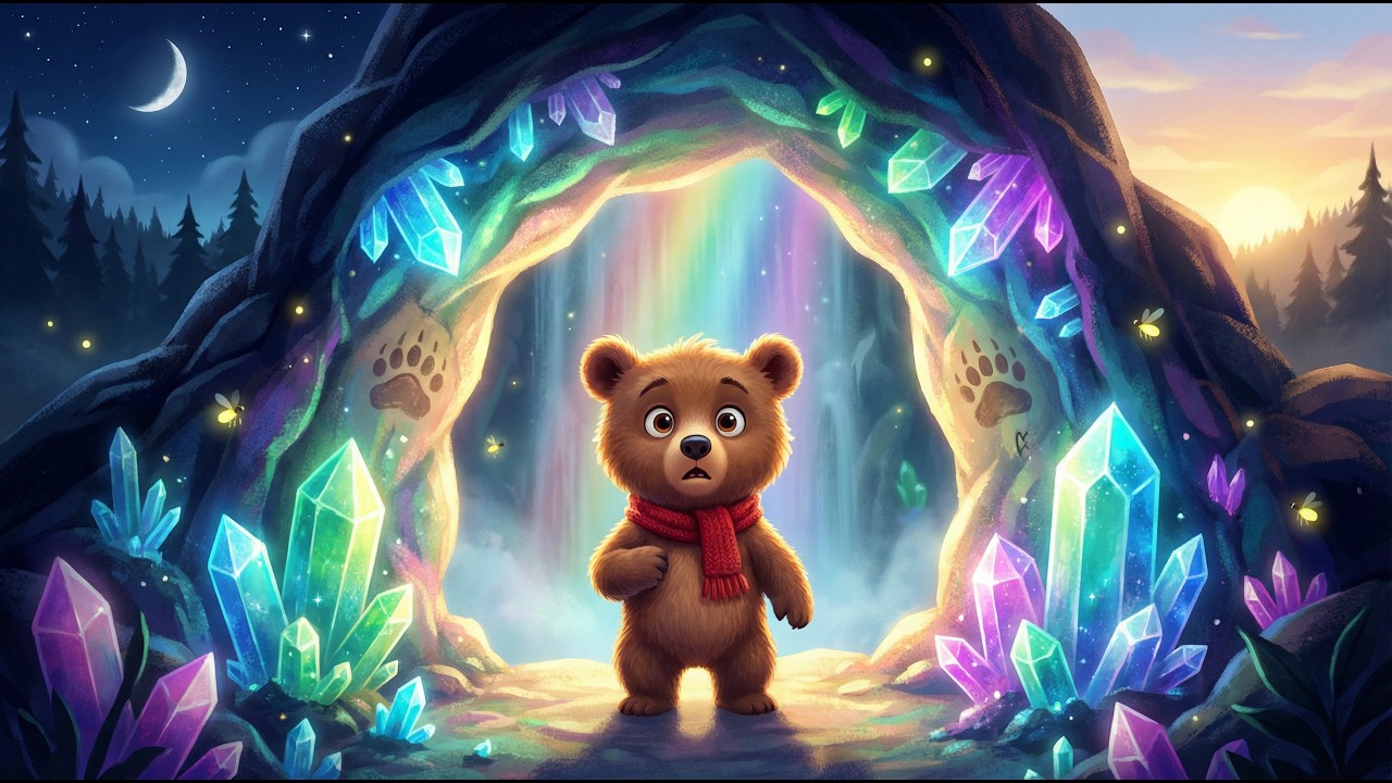 The Little Bear Who Was Afraid of the Dark Cave 🐻 Emotional Courage Story for Kids | Hyper-Realistic